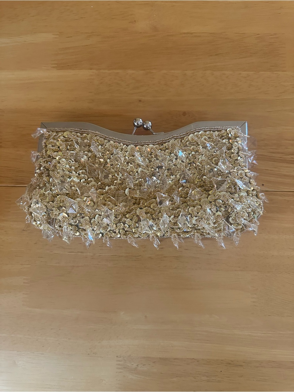 Gold Beaded Evening Clutch - Unbranded